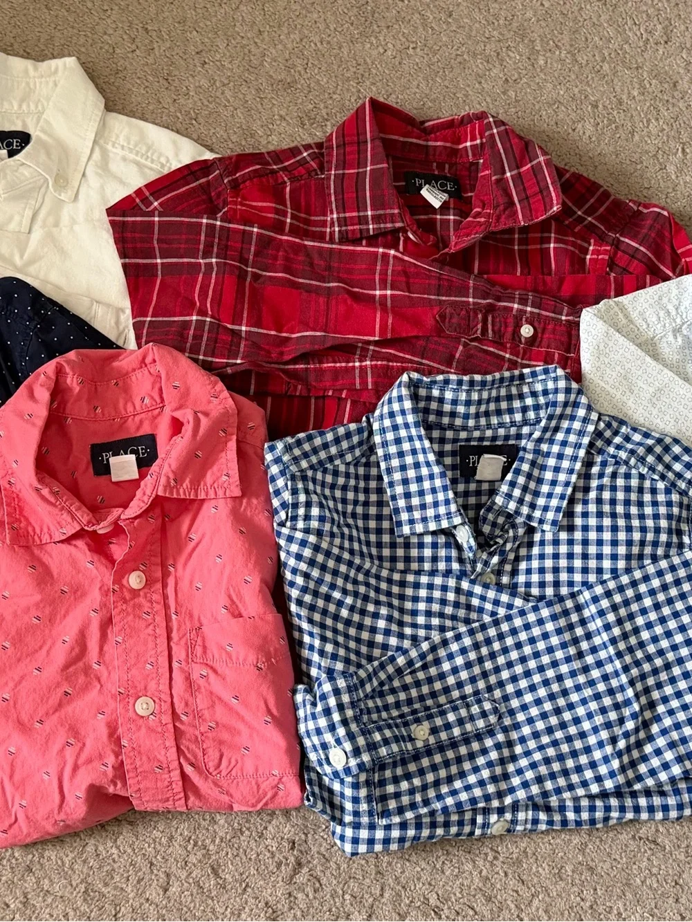 Bundle Boys’ 6 Button-Down Shirt Bundle – Size 7/8 (M) – Children’s Place & H&M